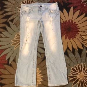 Light Wash Bootcut Distressed Jeans